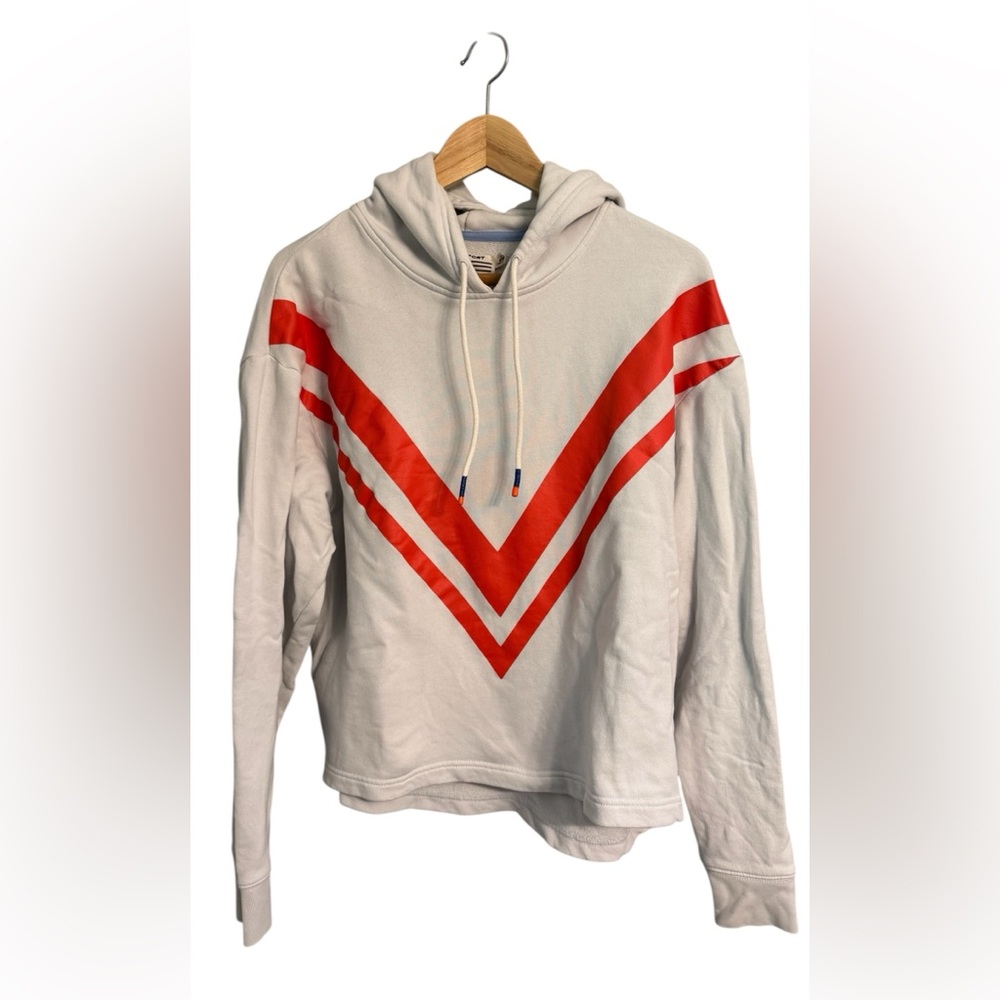 Tory Burch Tory Sport Chevron Terry Hoodie in powder blue and poppy Size Small